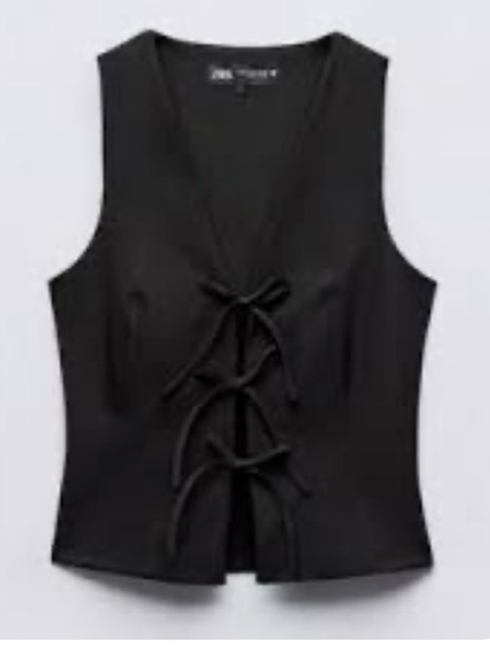 Zara Sleeveless Lace-Up Black Top